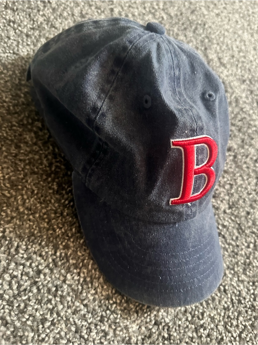 Navy Baseball Cap with Red 'B' Patch